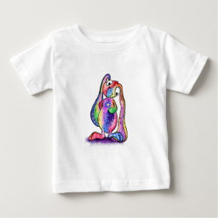 T-shirt Pour Bébé Chirt Bébé coloré amusant Bunny Amour Fleur Bébé