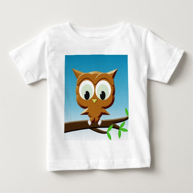 T-shirt Pour Bébé Chouette à caricature au papier (Devant)