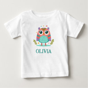 T-shirt Pour Bébé Chouette bébé fantaisiste aux couleurs vives