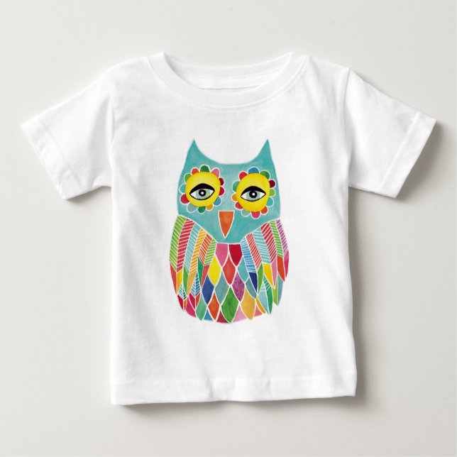 T-shirt Pour Bébé Chouette colorée mignonne (Devant)