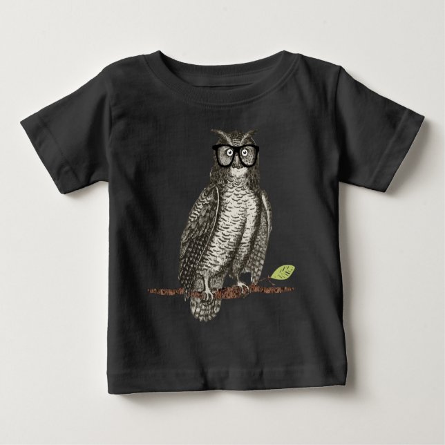 T-shirt Pour Bébé Chouette de lunettes nerd (Devant)