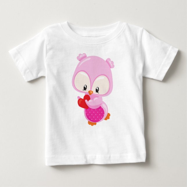 T-shirt Pour Bébé Chouette mignonne, Petite Chouette, Coeurs, Chouet (Devant)