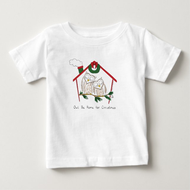 T-shirt Pour Bébé Chouette Noël Mignonne Vacances amusantes (Devant)