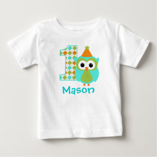 T-shirt Pour Bébé Chouette personnalisable Boy Chemise de premier an