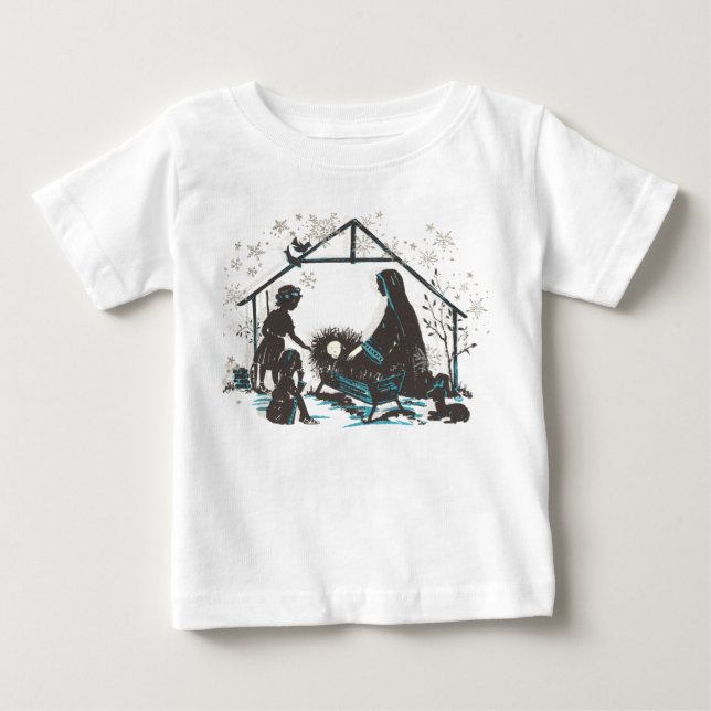 T-shirt Pour Bébé Christian Religieux Bébé Jésus Nativité de Noël (Devant)