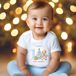 T-shirt Pour Bébé Christmas Blue Gingerbread Homme Nom 1er anniversa