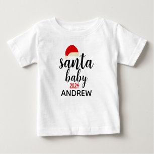 T-shirt Pour Bébé Christmas père Noël Baby Photo Personnaliser le no