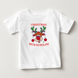 T-shirt Pour Bébé Christmas with Rudolph - Dessin de Renne de Noël