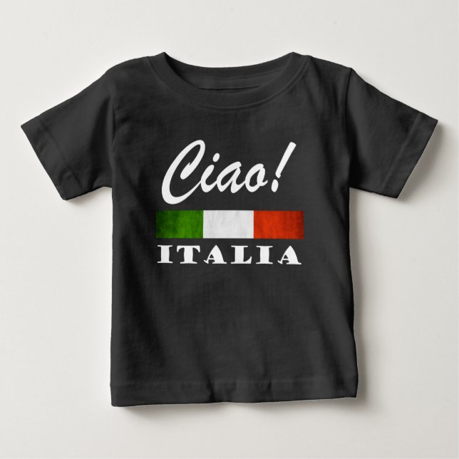 T-shirt Pour Bébé Ciao ! Drapeau rouge blanc vert de l'Italie (Devant)