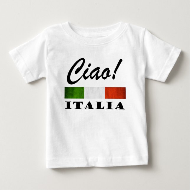 T-shirt Pour Bébé Ciao ! Drapeau rouge blanc vert de l'Italie (Devant)
