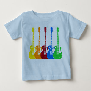 T-shirt Pour Bébé Cinq guitares électriques colorées 