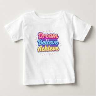 T-shirt Pour Bébé Citation motivationnelle néon 'Rêver croire réussi