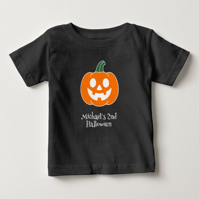 T-shirt Pour Bébé Citrouille d'Halloween Baby Boy (Devant)