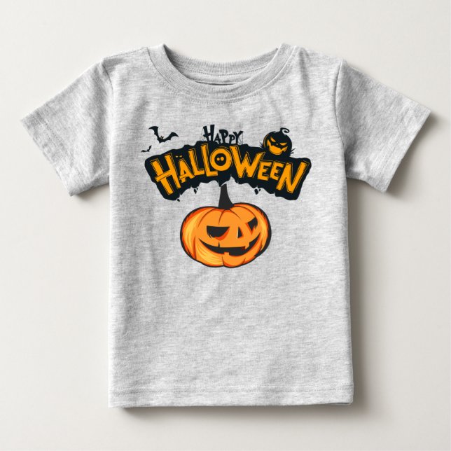 T-shirt Pour Bébé Citrouille éffrayant Halloween heureux (Devant)