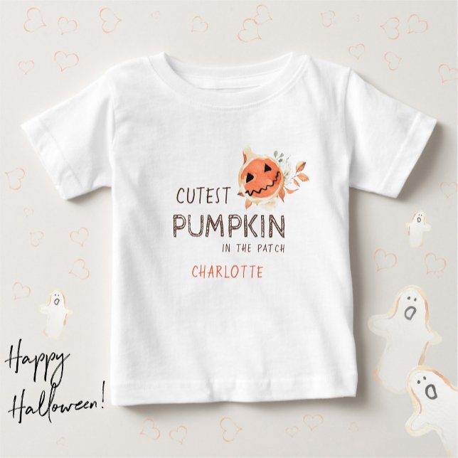 T-shirt Pour Bébé Citrouille le plus précis dans le patch (Cutest Pumpkin in the Patch Handdrawn Halloween Baby T-Shirt ©Susanne Sachers - Sunny Mind Design)
