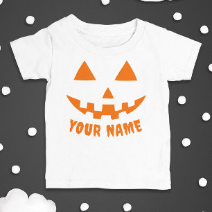 T-shirt Pour Bébé Citrouille orange personnalisée Halloween Votre no