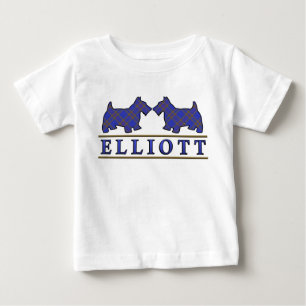 T-shirt Pour Bébé Clan Elliott Scottie Dogs Clan écossais Tartan