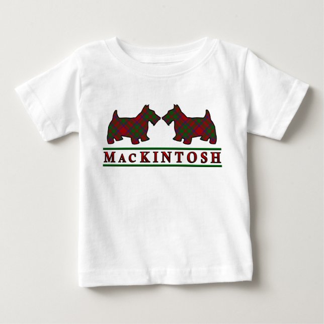 T-shirt Pour Bébé Clan MacKintosh Scottie Dogs Scottish Clan Tartan (Devant)