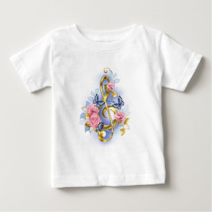 T-shirt Pour Bébé Clé de fer avec roses roses roses