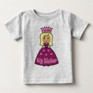 T-shirt Pour Bébé Clip de dessin Art mignonne Grande Soeur Princesse