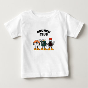 T-shirt Pour Bébé Club Brunch Sushi Rétro & Sauce Soja Cartoon Amusa