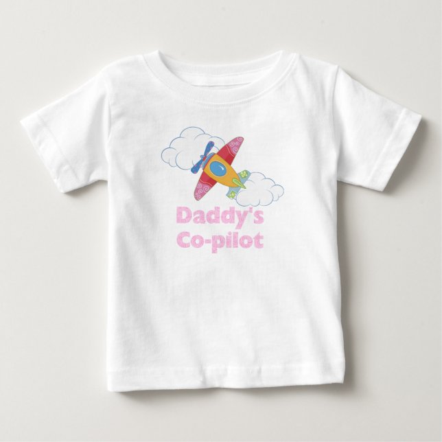 T-shirt Pour Bébé Co-pilote de papa (fille) (Devant)