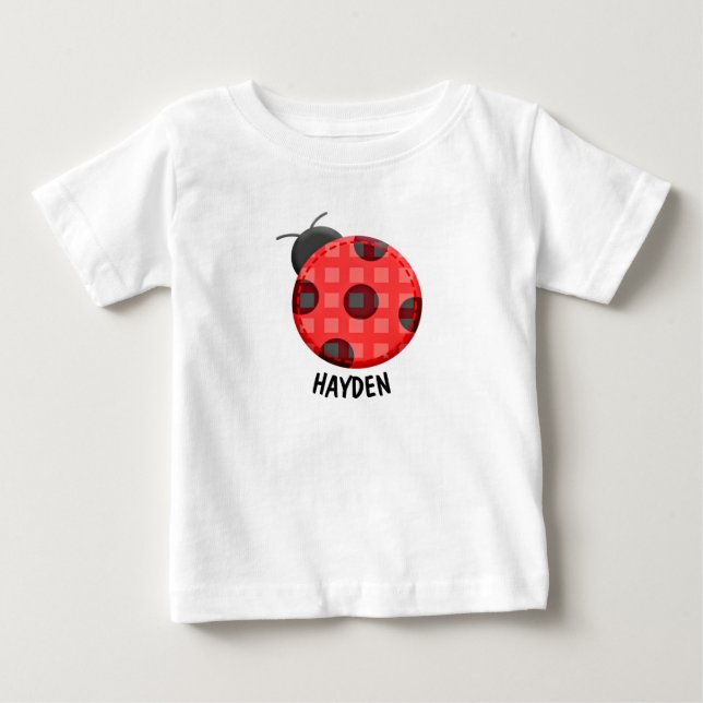 T-shirt Pour Bébé Coccinelle rouge de plaid mignon personnalisée (Devant)
