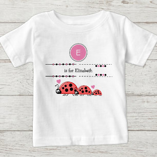 T-shirt Pour Bébé Coccinelles ajoutez nom noir et rose