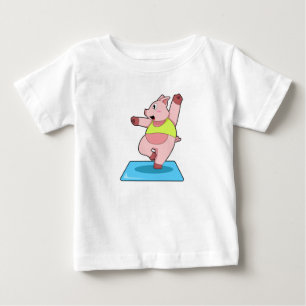 T-shirt Pour Bébé Cochon au yoga Fitness