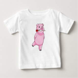 T-shirt Pour Bébé Cochon avec fleur Rose