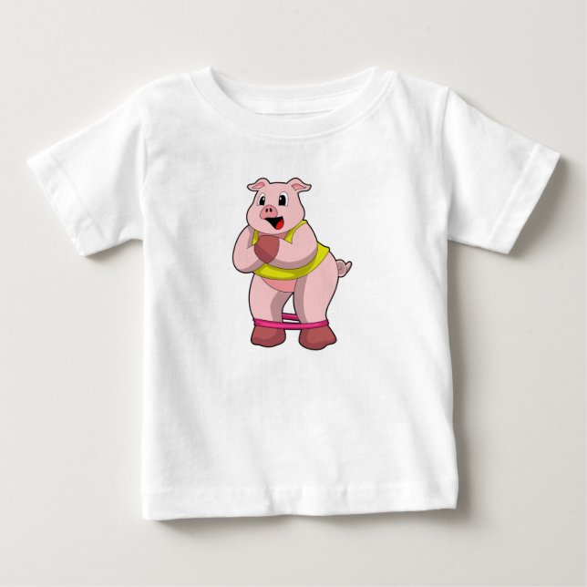 T-shirt Pour Bébé Cochon de fitness avec bande de caoutchouc (Devant)