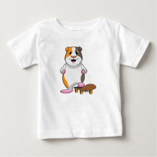 T-shirt Pour Bébé Cochon de Guinée en patinage avec skateboard