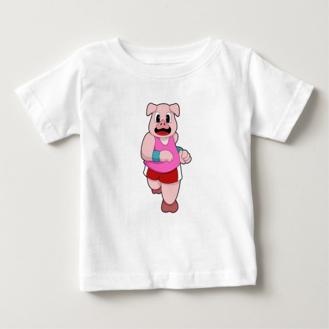 T-shirt Pour Bébé Cochon en cours d'exécution (Devant)