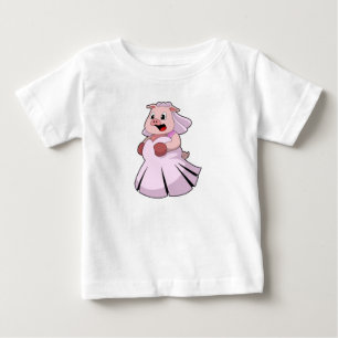 T-shirt Pour Bébé Cochon en mariée avec robe Mariage.PNG