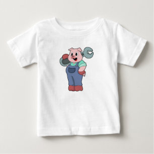 T-shirt Pour Bébé Cochon en mécanique avec clé
