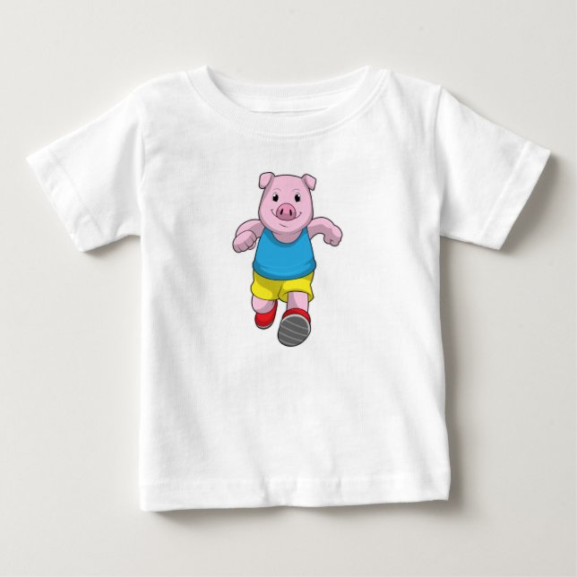 T-shirt Pour Bébé Cochon en tant que coureur à l'exécution (Devant)
