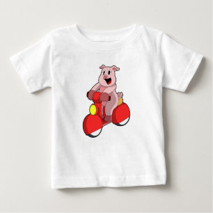 T-shirt Pour Bébé Cochon en vélo avec Scooter
