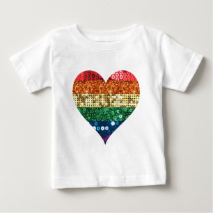T-shirt Pour Bébé coeur arc-en-ciel lgbt