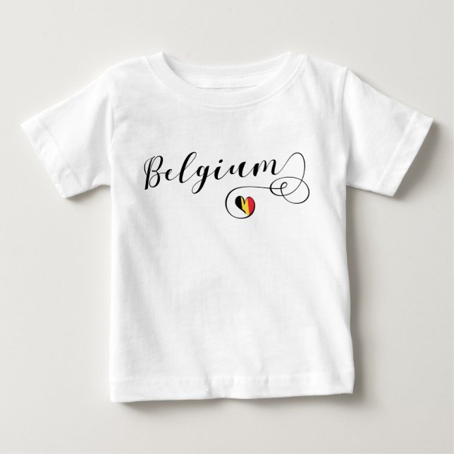 T-shirt Pour Bébé Coeur Belgique, Drapeau belge (Devant)