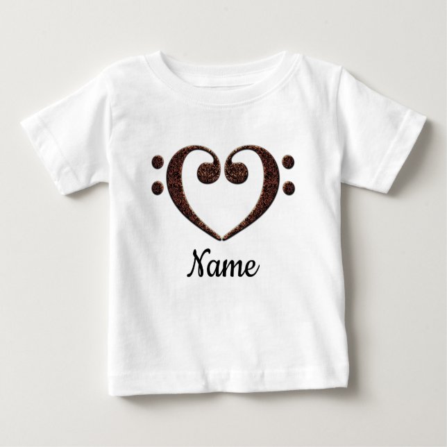T-shirt Pour Bébé Coeur Clé Cuivre Double Basse Customisé (Devant)