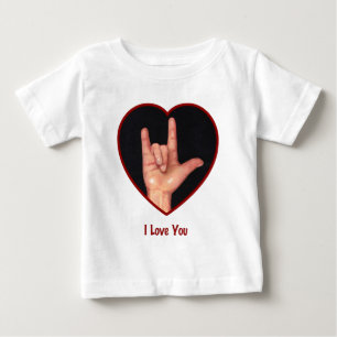 T-SHIRT POUR BÉBÉ COEUR DE LANGUE DES SIGNES JE T'AIME, MAIN