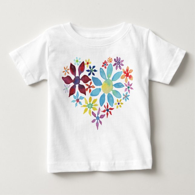T-shirt Pour Bébé Coeur des fleurs (Devant)