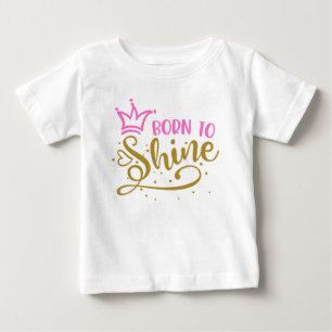 T-shirt Pour Bébé Coeur d'or rose de la Couronne né à briller