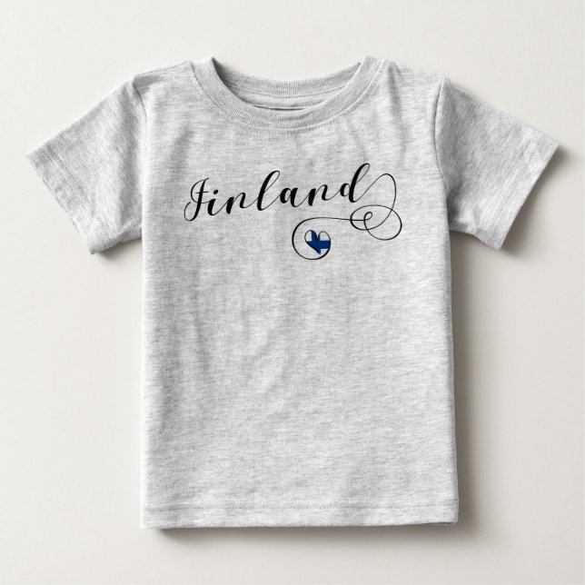 T-shirt Pour Bébé Coeur du drapeau finlandais, Fierté finlandaise (Devant)
