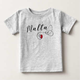 T-shirt Pour Bébé Coeur du drapeau maltais