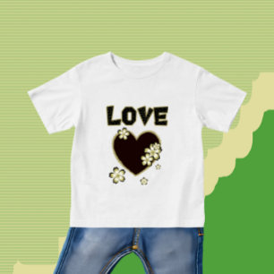 T-shirt Pour Bébé Cœur et fleurs