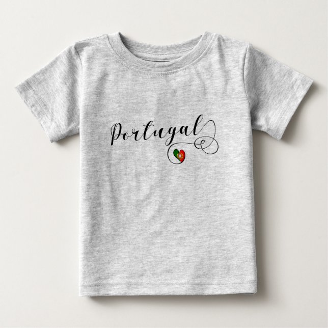 T-shirt Pour Bébé Coeur portugais de drapeau, Portugal (Devant)