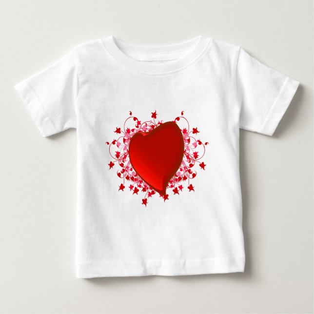 T-shirt Pour Bébé Coeur rouge brillant (Devant)