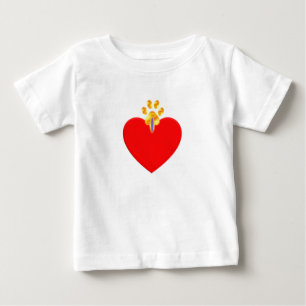T-shirt Pour Bébé Coeur rouge et patte dorée