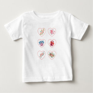 T-shirt Pour Bébé Coeurs avec fleurs